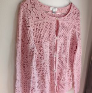 Christopher & Banks Pink Crochet Sweater